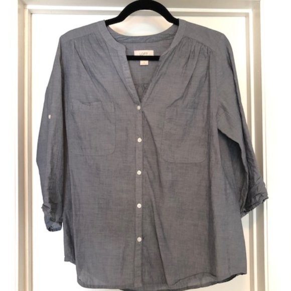LOFT Tops - LOFT Chambray VNeck Button Down Blouse